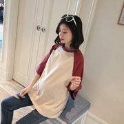 Bông phụ nữ mang thai thời trang mùa hè 2018 mới của Hàn Quốc phiên bản của lỏng ngắn tay T-Shirt ngắn mùa hè nửa tay phụ nữ mang thai áo sơ mi