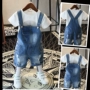 Quần áo trẻ em mới 2019 quần short trẻ em nhỏ quần bé trai quần bé gái denim bib bé quần hoang dã giản dị - Quần jean quần áo trẻ em 10 tuổi