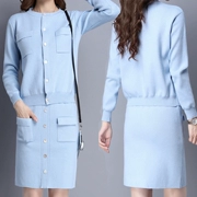 2018 mới Hàn Quốc phiên bản của mùa xuân và mùa thu váy đầm áo len váy hai mảnh nhỏ hương thơm mùa thu và mùa đông thời trang phù hợp với váy