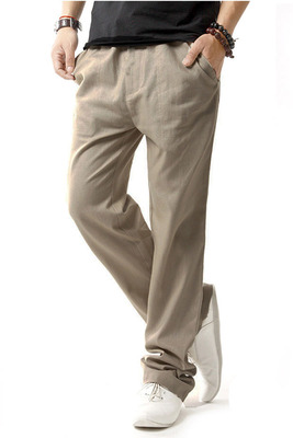 Quần linen nam phần mỏng thể thao quần lỏng thẳng cotton và linen Trung Quốc phong cách quần âu kích thước lớn quần nam quần mùa hè