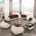 Miễn phí vận chuyển sofa da đơn giản sáng tạo thời trang cá tính hiện đại da nghệ thuật kết hợp đen trắng giải trí phòng khách cong đồ nội thất - Ghế sô pha