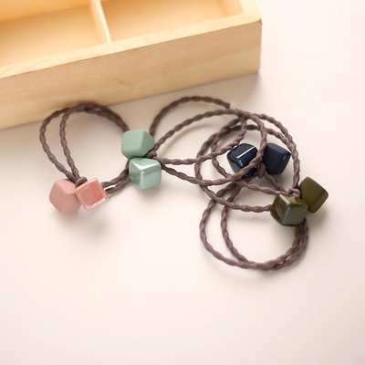 韩国chic风磨砂彩色发绳可爱方块发圈头绳扎头发橡皮筋发饰头饰品