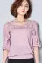 Trung niên T-shirt nữ mùa hè ăn mặc của phụ nữ ngắn tay áo 30-40 tuổi mẹ nạp Hàn Quốc phiên bản của lỏng kích thước lớn ren voan áo sơ mi mẫu áo sơ mi nữ Áo sơ mi chiffon ren