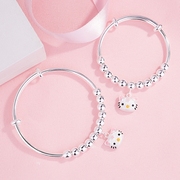 S925 sterling silver bracelet trẻ em hello kitty dễ thương cartoon Hello Kitty bé vòng đeo tay cha mẹ và con