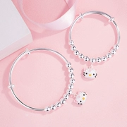 S925 sterling silver bracelet trẻ em hello kitty dễ thương cartoon Hello Kitty bé vòng đeo tay cha mẹ và con