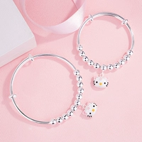 S925 sterling silver bracelet trẻ em hello kitty dễ thương cartoon Hello Kitty bé vòng đeo tay cha mẹ và con vòng tay kim cương