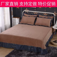 Pha lê nhung ấm một mảnh lông cừu san hô lông ngắn flannel đơn đôi giường đơn gối ba mảnh mùa đông thảm lông cừu trải giường