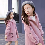 Áo khoác len nữ 2018 mới dài phần mùa thu và đông Hàn Quốc phiên bản áo len trẻ em lớn len dày
