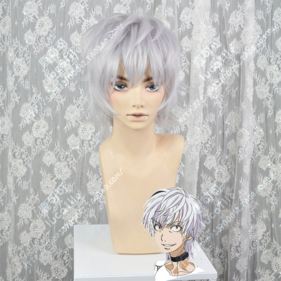 taobao agent Magic Forbidden Book Catalog III, one side of the silver -gray purple fluffy and short hair boys cosplay wig