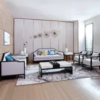 Sofa vải mới gỗ rắn retro hiện đại phong cách Trung Quốc phòng khách biệt thự mô hình khách sạn phòng Zen nội thất tùy chỉnh tủ cửa lùa