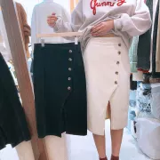 Smiley [Dongdaemun 1-10 ngày giao hàng] vải to sợi đơn ngực váy