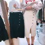Smiley [Dongdaemun 1-10 ngày giao hàng] vải to sợi đơn ngực váy chân váy hoa nhí dáng dài
