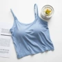 Modal với bra cup một bài tập yoga nửa dưới lộ ra eo rốn rốn ngắn dây đeo vest nữ - Áo vest ao croptop