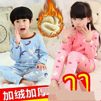 Bộ đồ lót trẻ em nhiệt cộng với nhung dày mùa đông 6 cotton 7 bé trai 9 bé gái 8 quần áo mùa thu cho bé 12 tuổi đồ lót cho bé gái