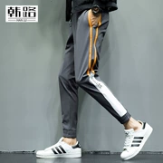 Quần áo nam Han Lu 2019 xuân nam quần âu in mới chân quần chùm chân di chuyển cộng với quần nhung dài - Quần mỏng