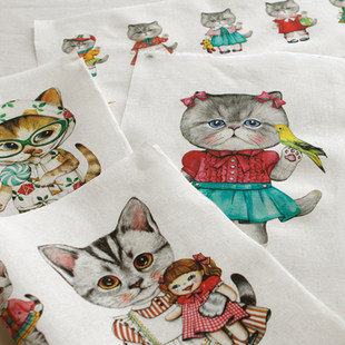 Jujia Fabric Handmade DIY JAPAN and SOUTH KOREA POSITIONG PRIMP CAT CATCAT CATCAT CARTON FABRIC Meow Star