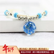 Hoa đào Shili với hoa khô Sakura Hoa bất tử Thời gian Vòng tay đá quý Sen Nữ Handmade dệt kim Trang trí đào