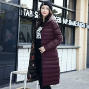 Anta cotton nữ 2018 mùa đông phiên bản Hàn Quốc mới của áo khoác mỏng thời trang siêu nhẹ trong phần dài của áo khoác cotton ấm áp - Quần áo độn bông thể thao