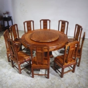 Màu đỏ Liên Myanmar Màu sắc quốc gia Miến Điện bàn ăn và bàn ghế tròn kết hợp Ming và Qing Dynasties trái cây cổ điển gỗ hồng mộc nội thất gỗ gụ - Bộ đồ nội thất