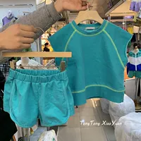 Летняя одежда, комплект, летняя тонкая майка топ, детские шорты, коллекция 2021