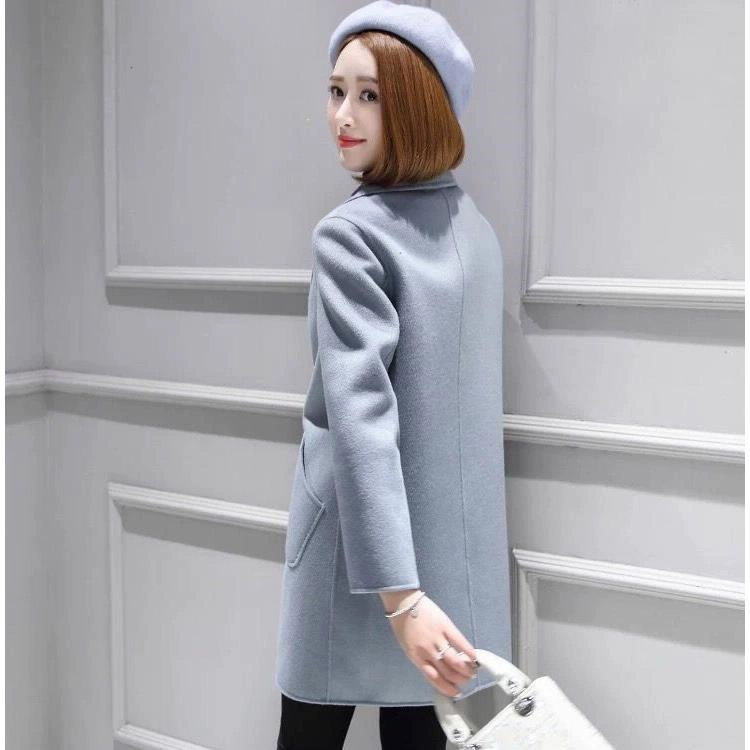 Quần áo mùa thu 2019 của phụ nữ áo khoác len nhỏ cho nữ dài giữa phong cách Hàn Quốc áo khoác mỏng dành cho nữ - Trung bình và dài Coat