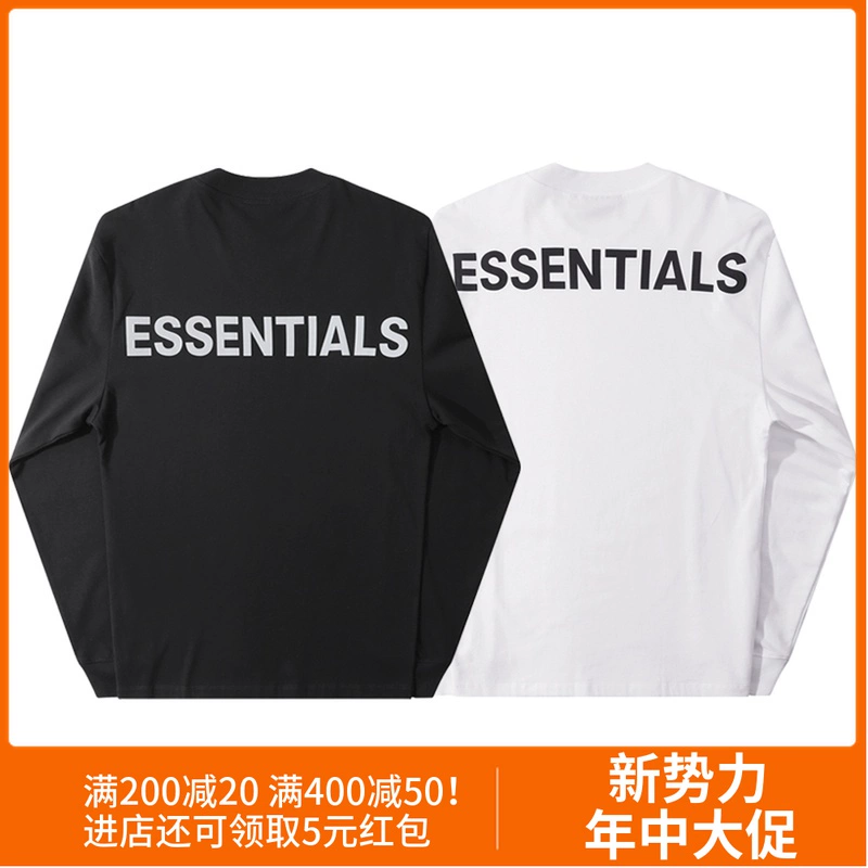 FOG nhiều dòng ESSENTIALS cơ sở 3M phản quang CẢM XÚC của áo thun hoa tay dài bốn hoa - Áo phông dài