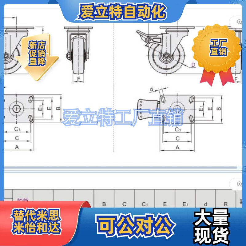 J-CPG02-D100-UH/RC/D125怡合达中轻载脚轮J-CPG01-D125-RC-淘宝网