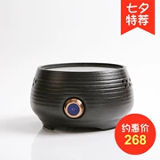Tự làm v5 gốm đen gốm gốm đun sôi trà hấp trà kung fu đặt với lò đôi thủy tinh bên trong nồi chè sôi - Bếp điện