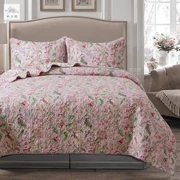 Sợi bông màu hồng bông trải giường ba bộ chăn bông được giặt bằng đôi điều hòa - Trải giường