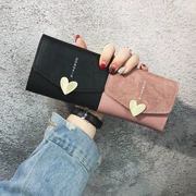 2018 phiên bản tiếng Hàn mới của ví nữ ngắn in hình trái tim khóa retro mini ví mềm ví nhỏ