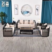 Mới Trung Quốc kết hợp sofa gỗ tro phòng khách khách sạn mô hình phòng khách sofa gỗ rắn có thể được tùy chỉnh - Nhà cung cấp đồ nội thất vách giả đá phòng khách