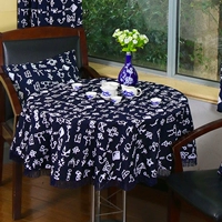 Nongjiale круглый стол ткани на заказ сине -отпечаток тканевой пастырской характеристики все -коттонная ткань отеля гостиная гостиная ресторан ресторан ткань