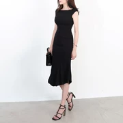 Váy đen một vai không tay nữ mùa hè dài Hepburn phong cách thanh lịch váy eo thon - Sản phẩm HOT