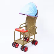 Bánh xe di động ghế mía có lan can cao có thể được bốn mùa dệt xe đẩy trẻ em bốn chiếc ghế tre nằm có thể ngồi đẩy em bé - Xe đẩy / Đi bộ