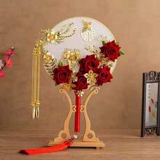 Декоративный веер diy团扇中国古风手工制作拼装材料包新娘喜扇中式手捧花扇秀禾架