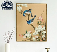 Точная печать французская DMC Cross Emprocery Kit простой китайский стиль, магнолия, птица, имбирная валюта