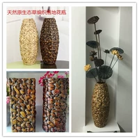 Handmade cỏ đan bình hoa khô cắm hoa cắm hoa giỏ phòng khách sàn lớn bình trang trí châu Âu - Vase / Bồn hoa & Kệ bình cắm đào