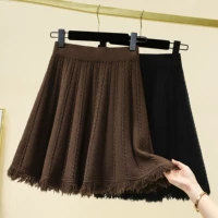 Осенняя демисезонная модная приталенная трикотажная юбка, большой размер, А-силуэт
