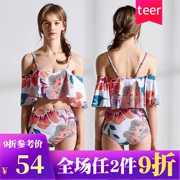 Đặc biệt! Sexy Ruffled thép tấm tập hợp chia bikini Bikini Đồ bơi nữ cao eo tam giác áo tắm mỏng - Bikinis