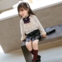 Quần áo trẻ em Hàn Quốc mùa thu thời trang mới nhỏ nước hoa cô gái áo sơ mi nữ hoang dã nước ngoài - Áo sơ mi áo sơ mi cho bé trai 8 tuổi