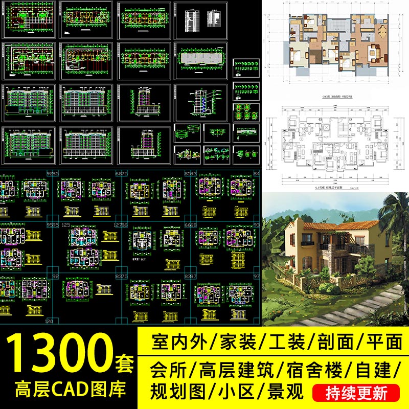 T28 高层建筑CAD图库2020平立剖面会所规划图小区楼户型住宅...-1