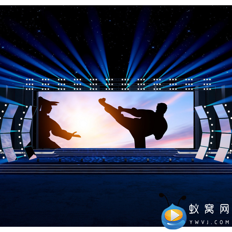 S3778 武术功夫表演火焰燃烧LED背景 舞美 LED大屏背景视频素材