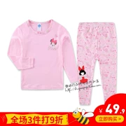 Disney Girls Fine Shu Modal Vòng cổ dài tay Bộ đồ lót trẻ em Minnie Bộ đồ mùa thu mỏng - Quần áo lót