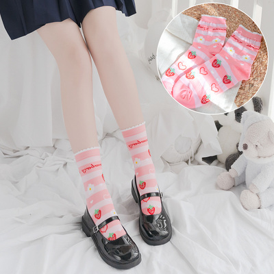 taobao agent Genuine cute strawberry, knee socks, Japanese student pleated skirt, Lolita style