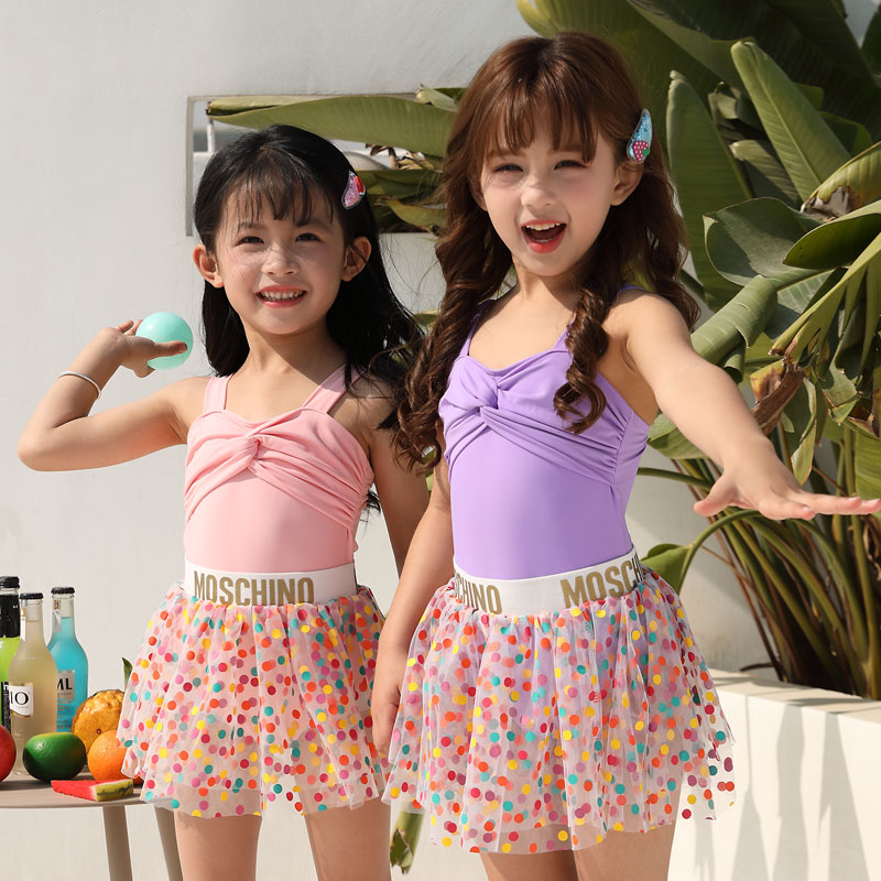 Girl Princess One-Piece Skirt Little Girl Swimwear Student Children's Swimwear Lovely Split Yarn Skirt Wearing Summer