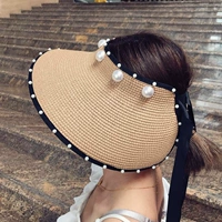Соломенная солнцезащитная шляпа, шапка из жемчуга с бантиком, в корейском стиле, популярно в интернете
