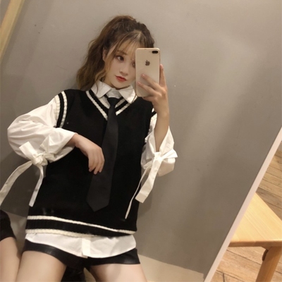 taobao agent Demi-season tie, sexy vest, tank top, 2021 collection, long sleeve