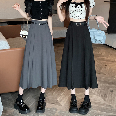 taobao agent Fitted suit, summer pleated skirt, plus size, A-line, for pear shaped body