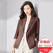 [156 nhân dân tệ] Vatican nho mới cotton và vải lanh nhỏ phù hợp với nữ 2018 mùa thu mới áo khoác phù hợp chuyên nghiệp Hàn Quốc