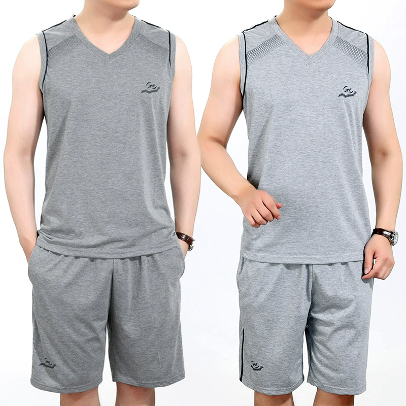 Nam giới trung niên và cao tuổi Nanz mặc đồ thể thao mùa hè vest giản dị T áo phông T quần short chạy quần áo từ xa - Bộ đồ